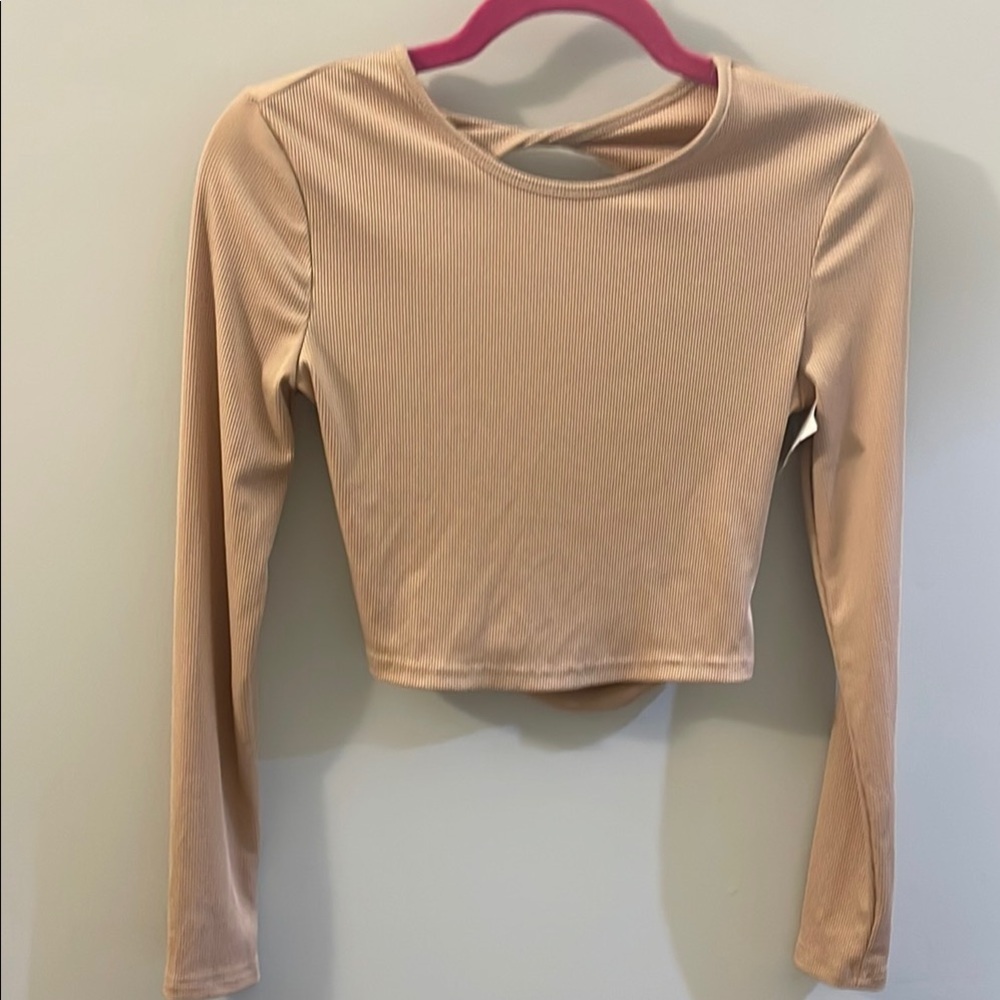 SHEIN Tan Long Sleeve Crop Top
